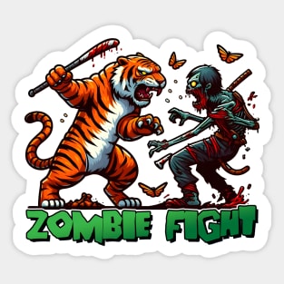 Tiger vs Zombie Fight Sticker